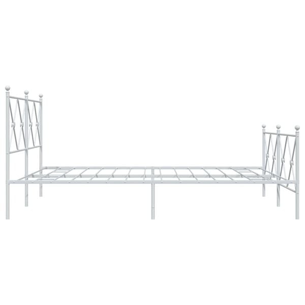vidaXL Metal Bed Frame without Mattress with Footboard White 150x200cm
