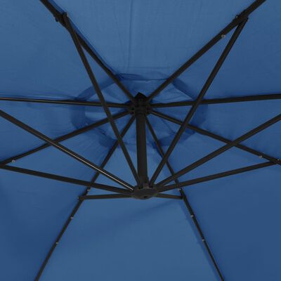 vidaXL Cantilever Garden Parasol with LED Lights and Steel Pole 300 cm Azure