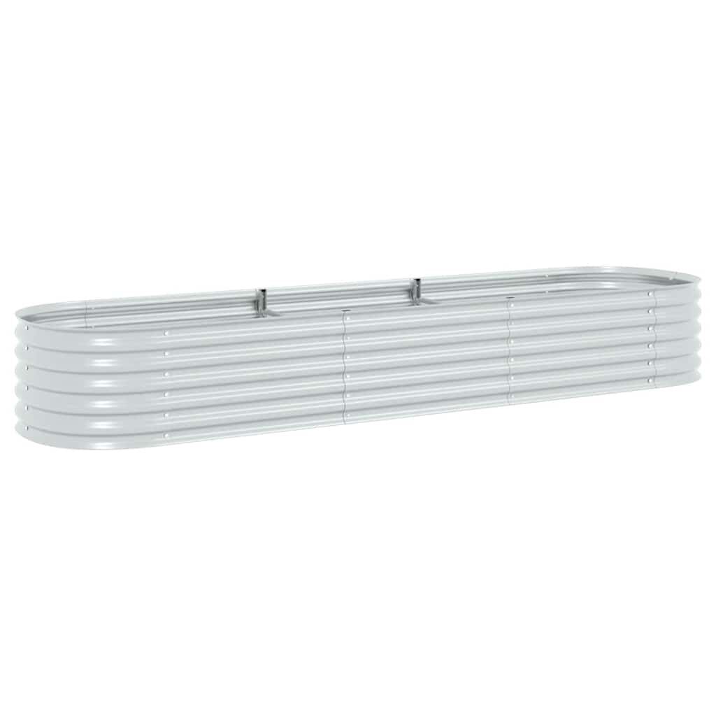 vidaXL Garden Raised Bed 320x80x44 cm Galvanised Steel Silver