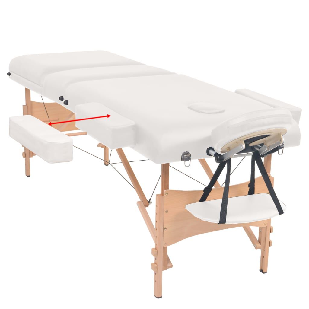 vidaXL 3-Zone Folding Massage Table and Stool Set 10 cm Thick White