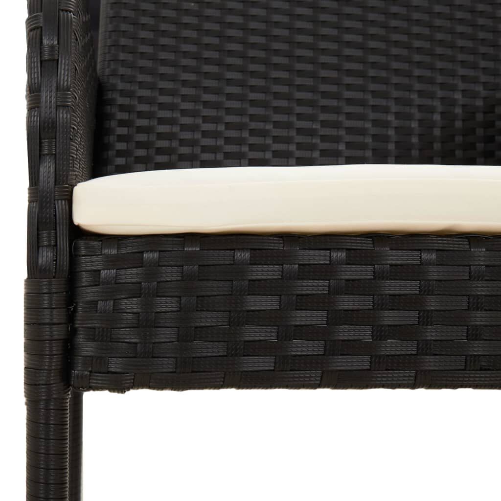 vidaXL 3 Piece Garden Dining Set with Cushions Black Poly Rattan