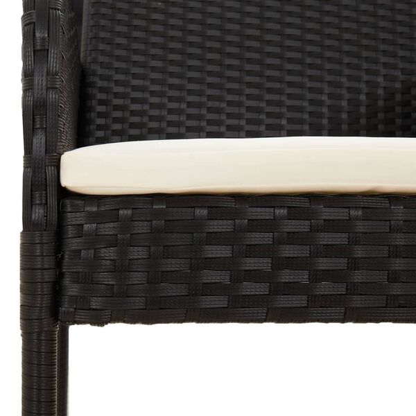 vidaXL 3 Piece Garden Dining Set with Cushions Black Poly Rattan