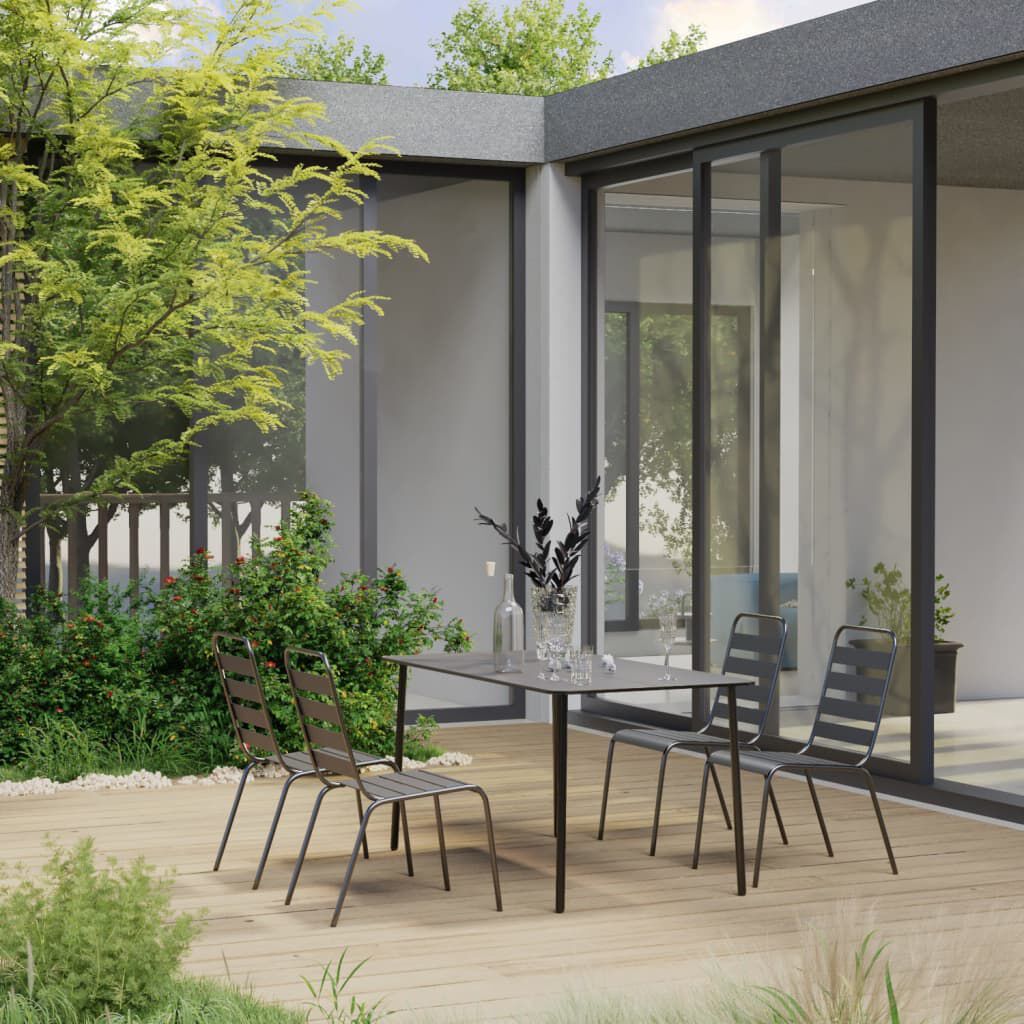 vidaXL 5 Piece Garden Dining Set Steel Dark Grey