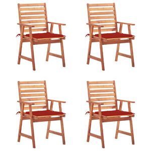 vidaXL Outdoor Dining Chairs 4 pcs with Cushions Solid Acacia Wood