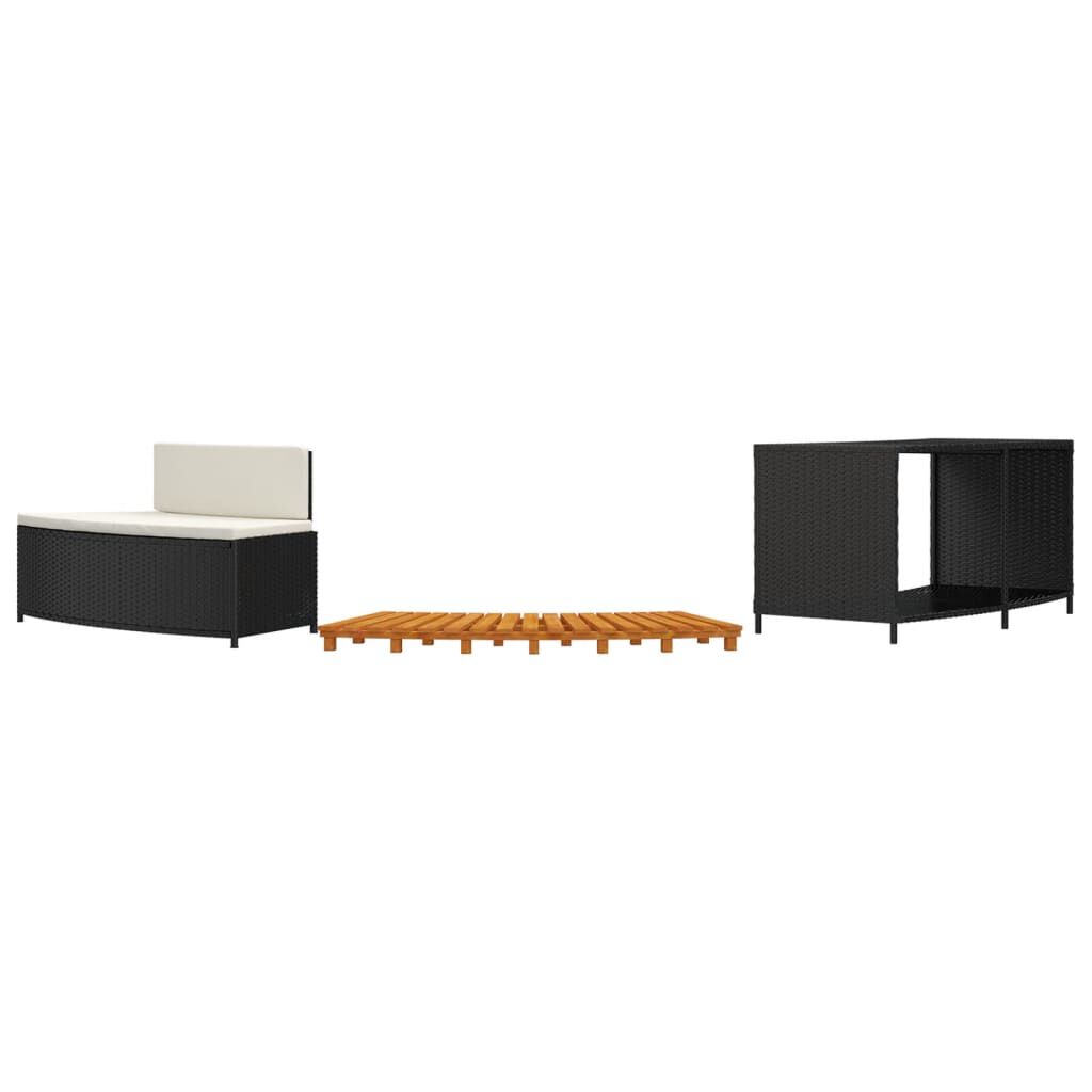 vidaXL Hot Tub Surround Black Poly Rattan and Solid Wood Acacia