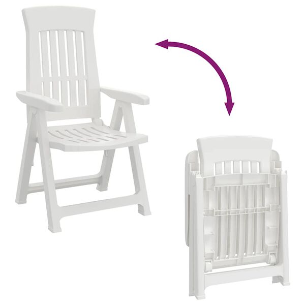 vidaXL Garden Reclining Chairs 2 pcs White PP