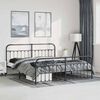vidaXL Metal Bed Frame without Mattress with Footboard Black 193x203cm