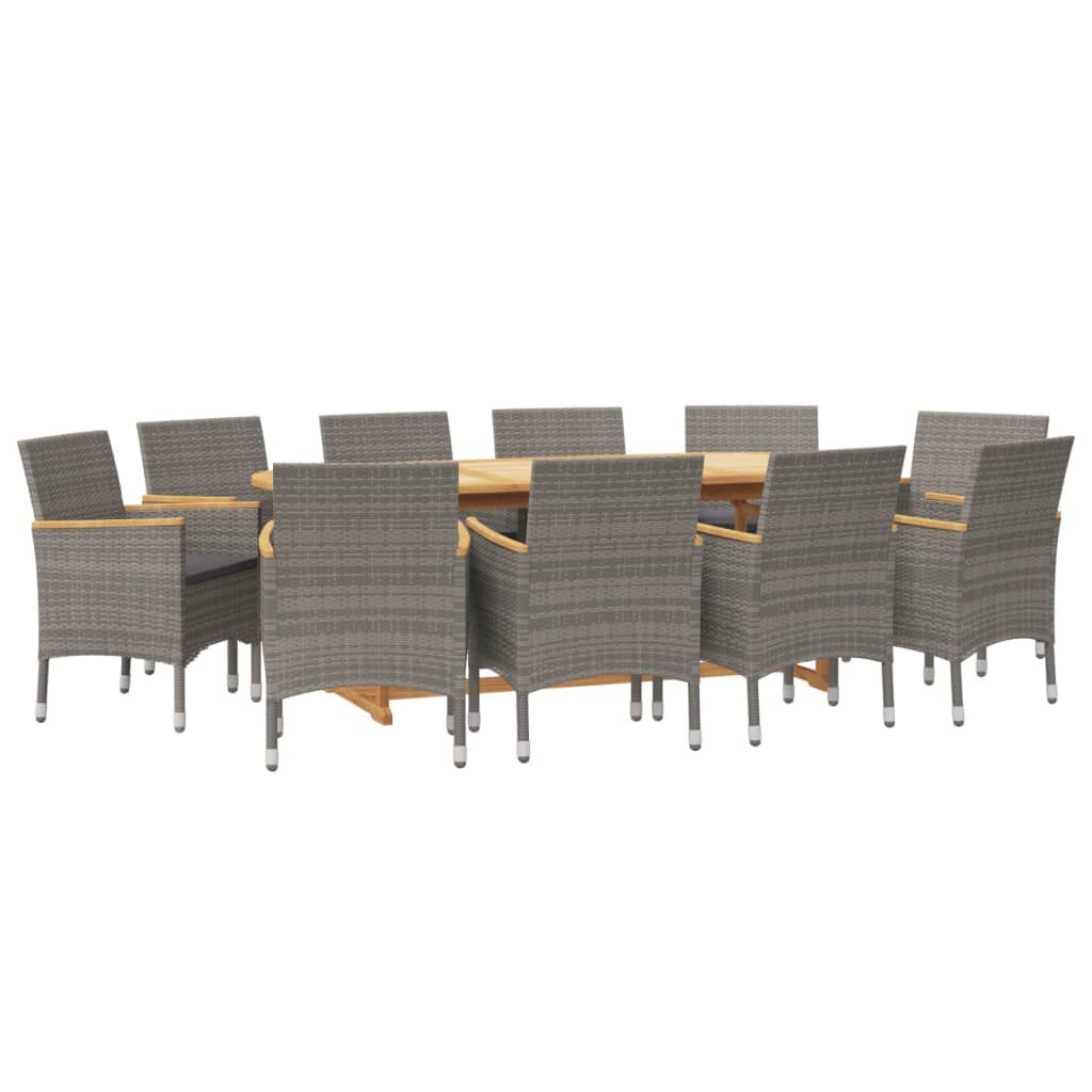 vidaXL 11 Piece Garden Dining Set with Cushions Grey
