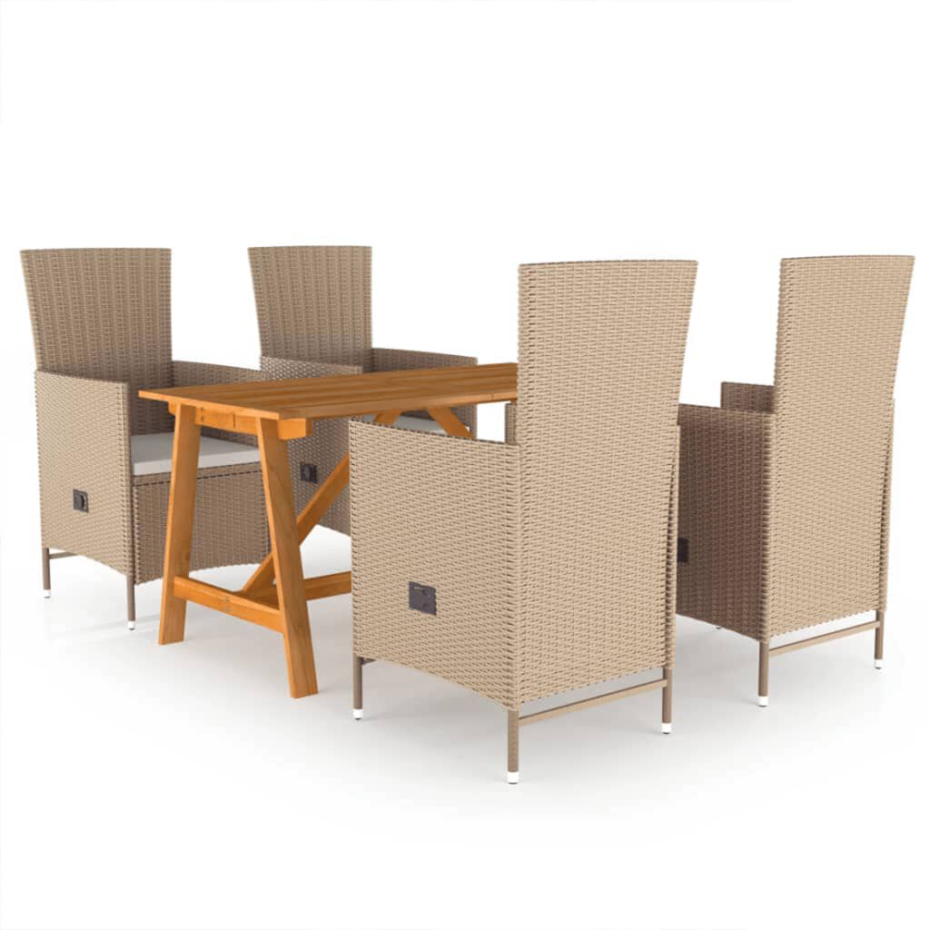 vidaXL 5 Piece Garden Dining Set Beige