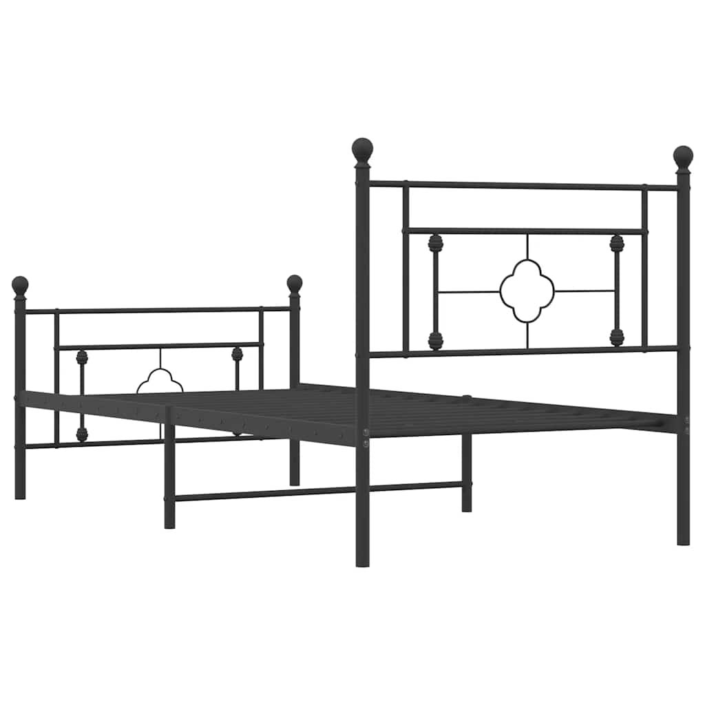 vidaXL Metal Bed Frame without Mattress with Footboard Black 100x200cm