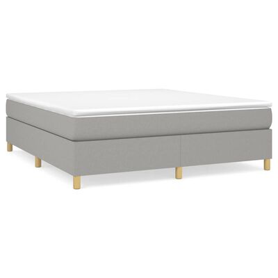 vidaXL Box Spring Bed Frame Light Grey 183x213cm California King Fabric