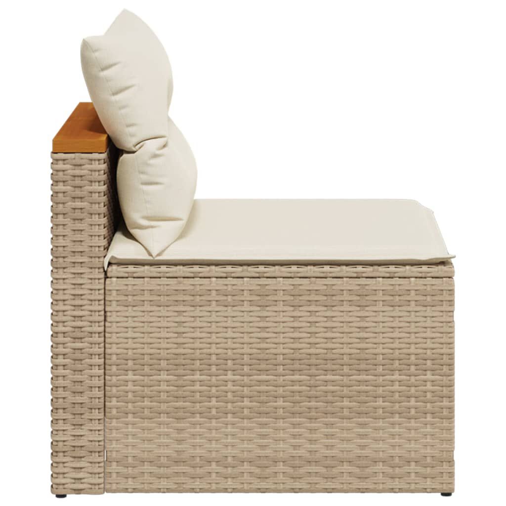 vidaXL Garden Sofas Armless with Cushions 2 pcs Beige Poly Rattan