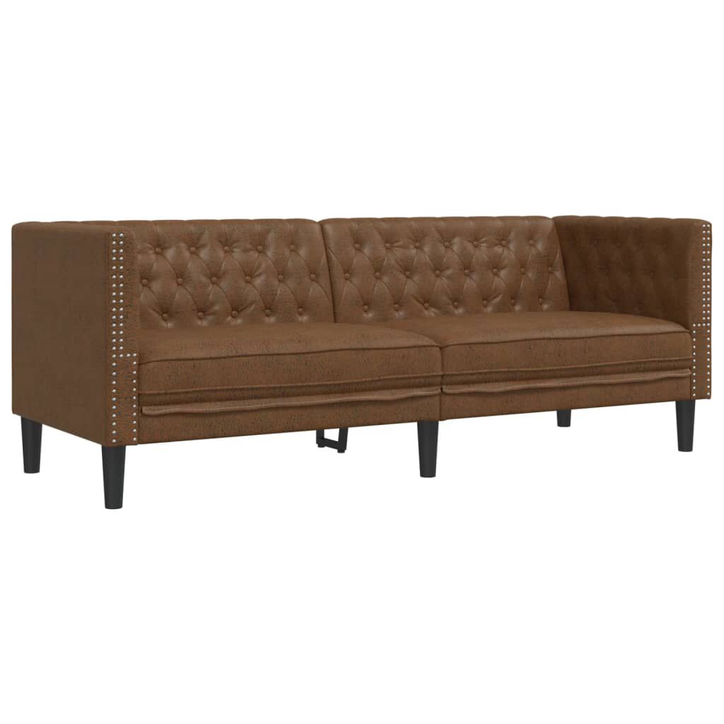 vidaXL 2 Piece Chesterfield Sofa Set Brown Faux Suede Leather
