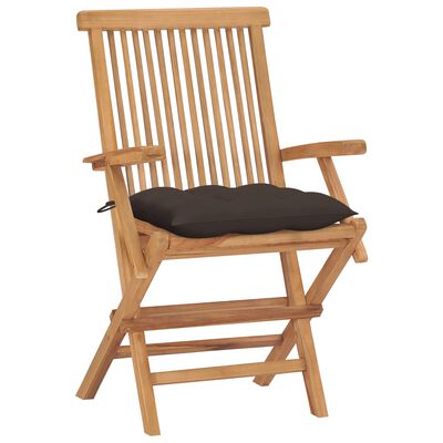 vidaXL Garden Chairs with Taupe Cushions 4 pcs Solid Teak Wood