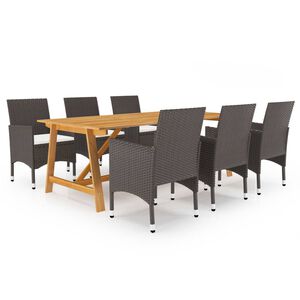 vidaXL 7 Piece Garden Dining Set Brown