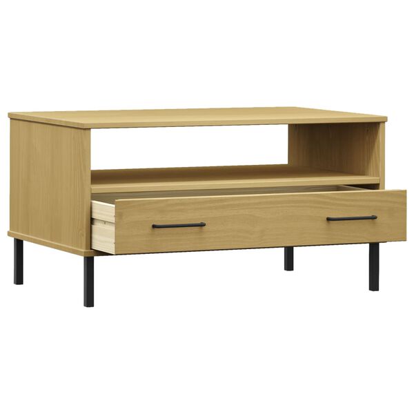 vidaXL Coffee Table with Metal Legs Brown 85x50x45cm Solid Wood OSLO