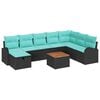 vidaXL Garden Sofa Set with Cushion 9 pcs Black Poly rattan