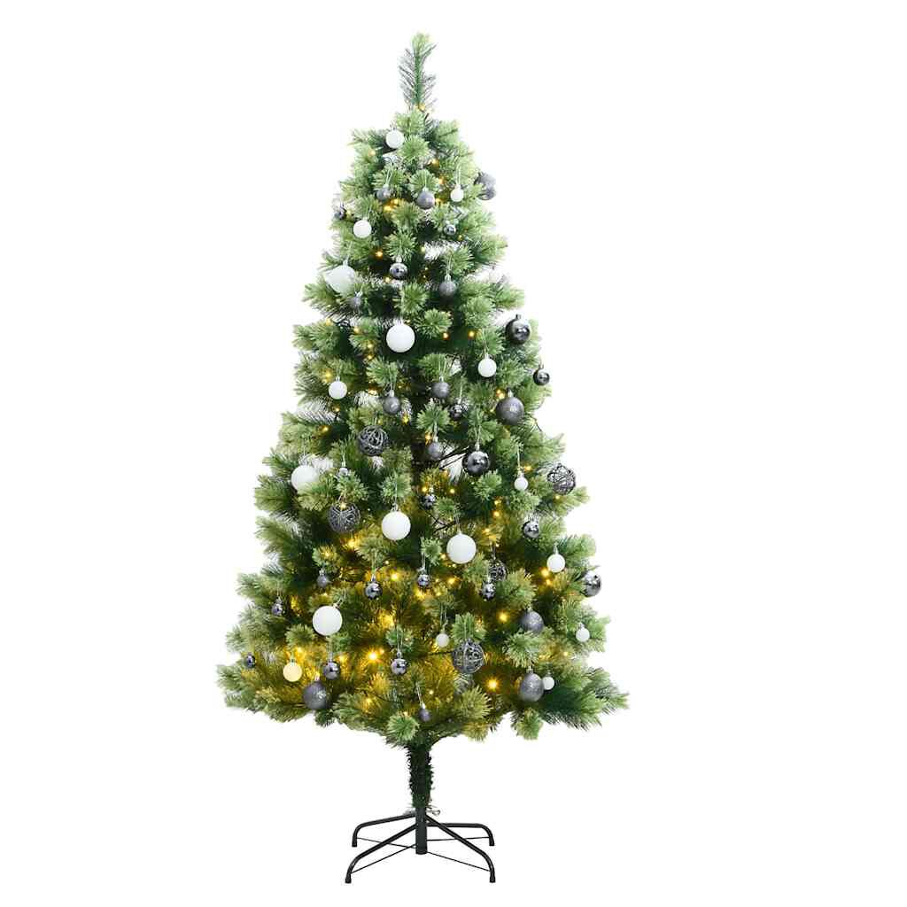 vidaXL Artificial Hinged Christmas Tree 150 LEDs & Ball Set 150 cm