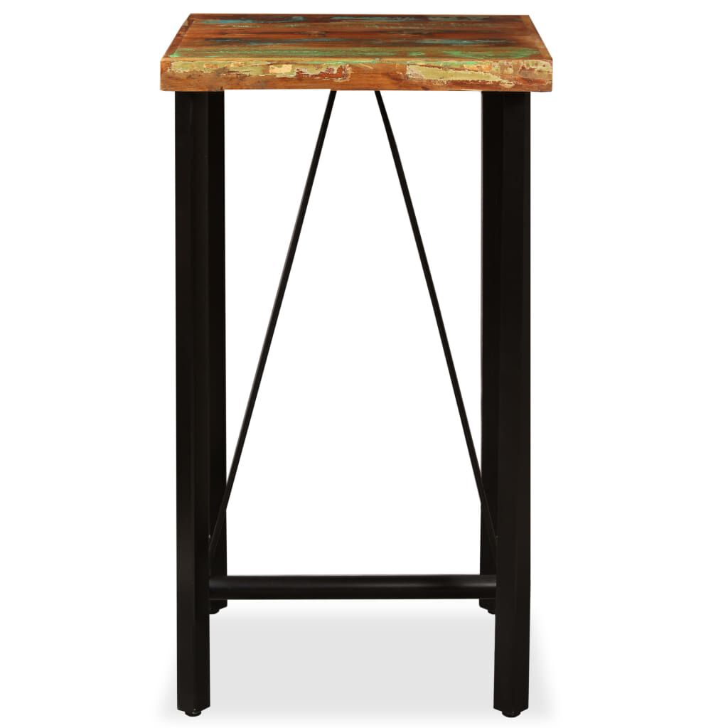 vidaXL Bar Set 3 Pieces Solid Wood Reclaimed and Genuine Leather