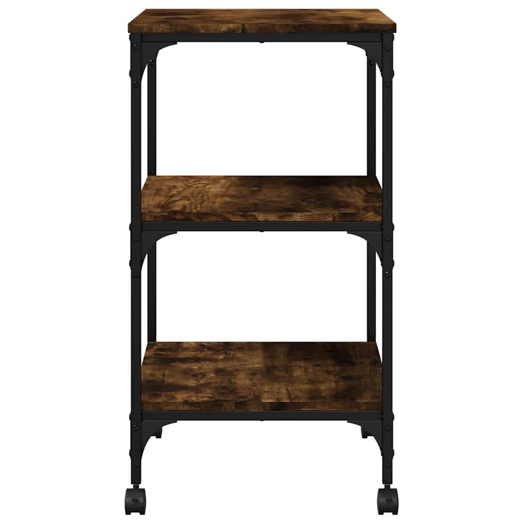 vidaXL Printer Stand 3-Tier Smoked Oak 50x41x75 cm Engineered Wood
