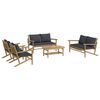 vidaXL 5 Piece Garden Lounge Set with Dark Grey Cushions Bamboo