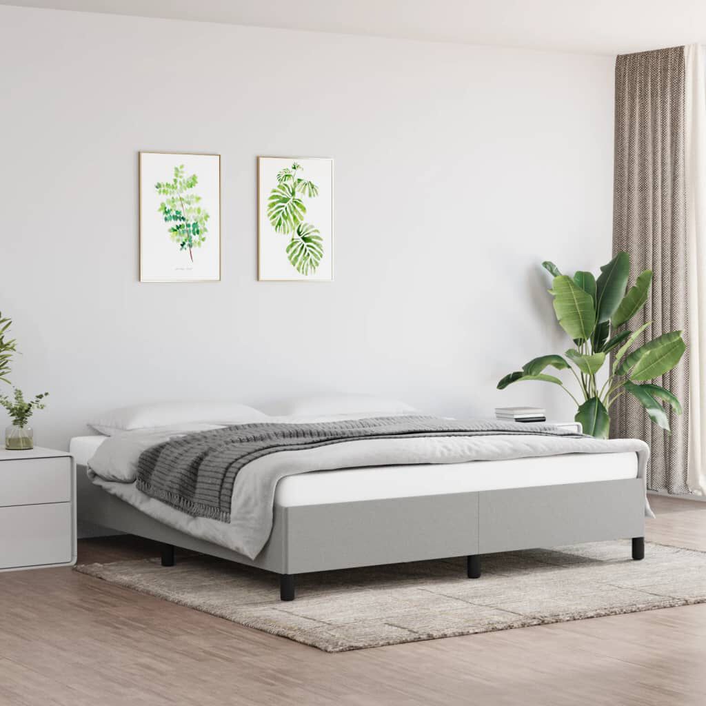 vidaXL Bed Frame without Mattress Light Grey 193x203 cm King Fabric