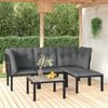 vidaXL 5 Piece Garden Lounge Set Black and Grey Poly Rattan