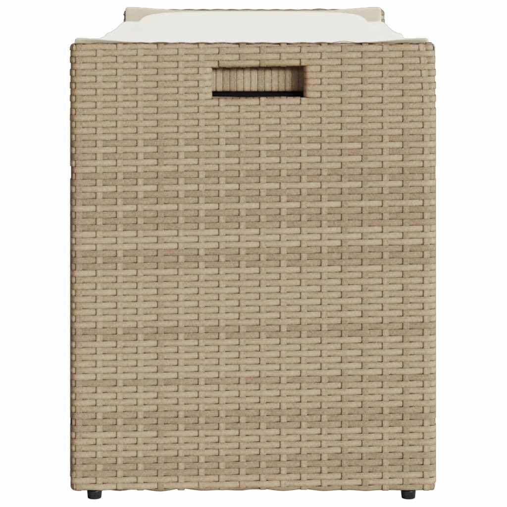 vidaXL Outdoor Storage Bench with Cushion Beige 100 cm Poly Rattan