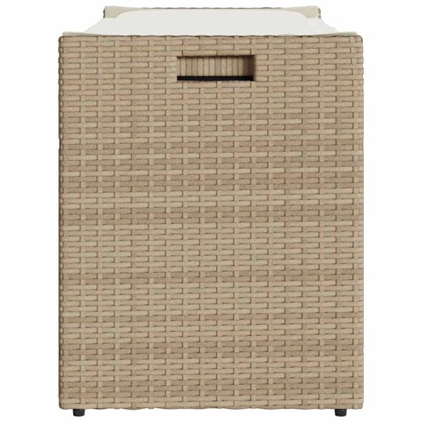 vidaXL Outdoor Storage Bench with Cushion Beige 100 cm Poly Rattan