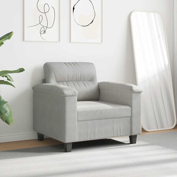 vidaXL Sofa Chair Light Grey 60 cm Microfibre Fabric