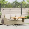 vidaXL Garden Sofa 3-Seater with Cushions&Table Beige Poly Rattan