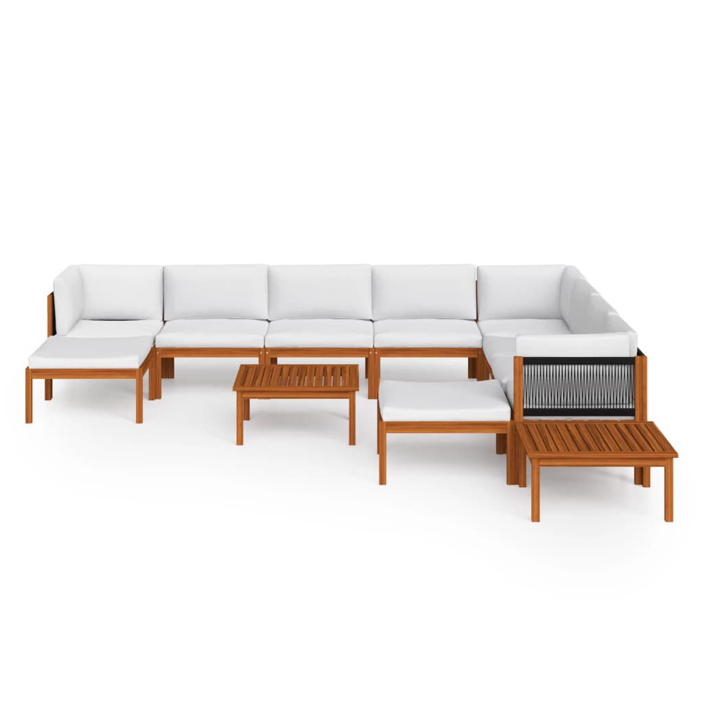 vidaXL 12 Piece Garden Lounge Set with Cushions Cream Solid Acacia Wood