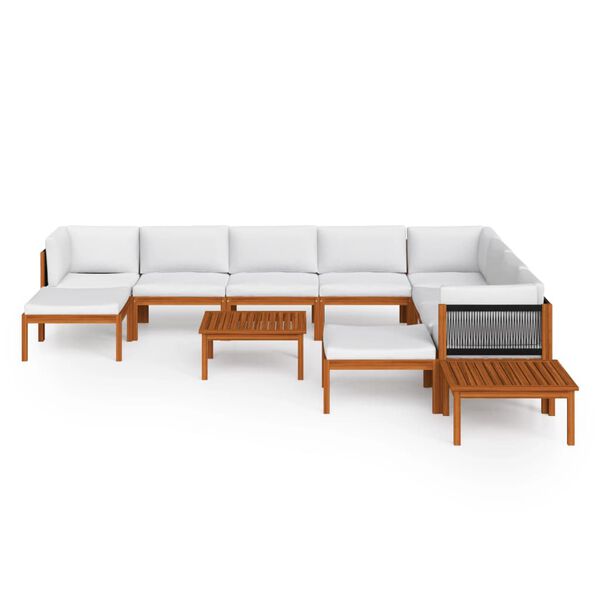 vidaXL 12 Piece Garden Lounge Set with Cushions Cream Solid Acacia Wood