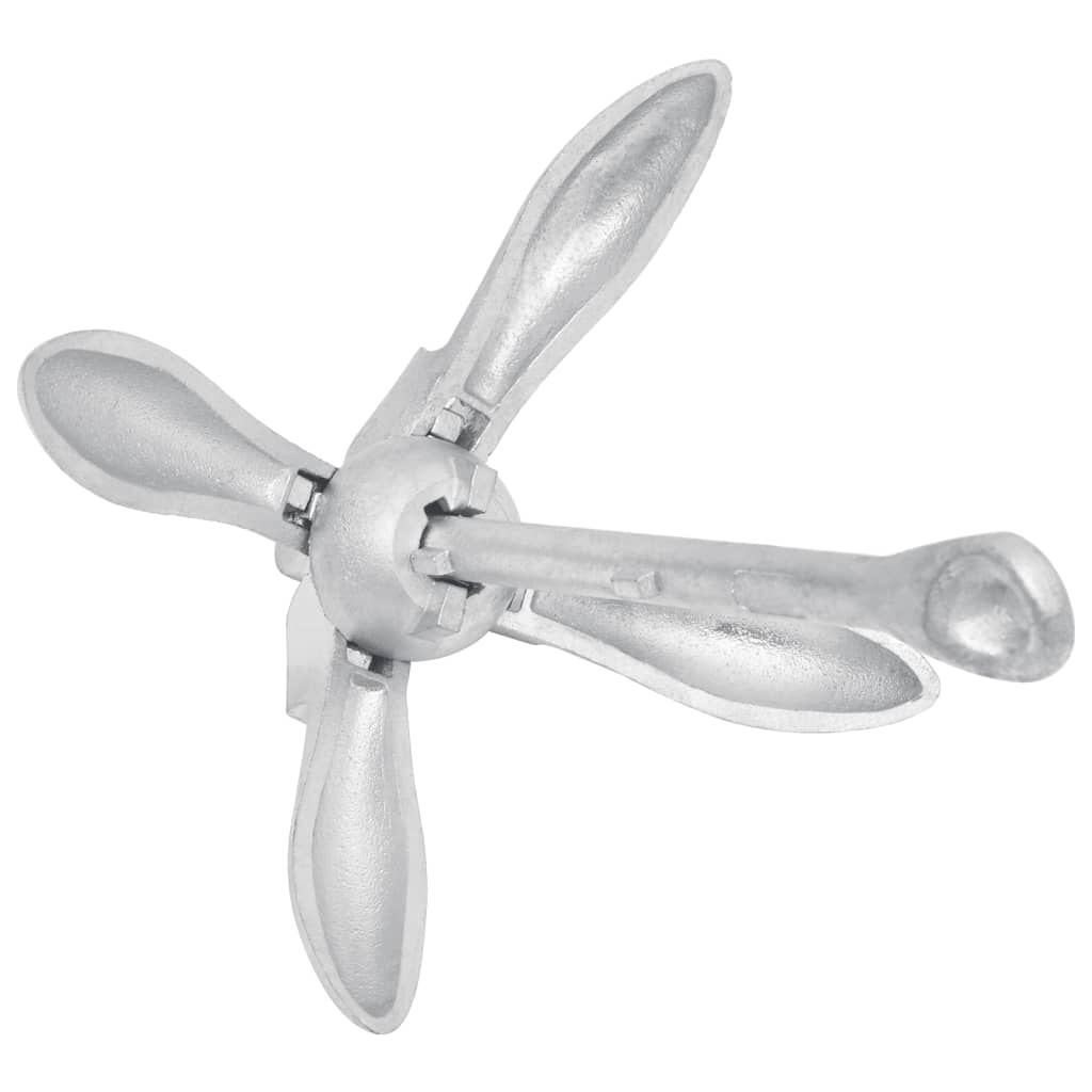 vidaXL Folding Anchor Silver 8 kg Hot Dip Galvanized Cast Iron