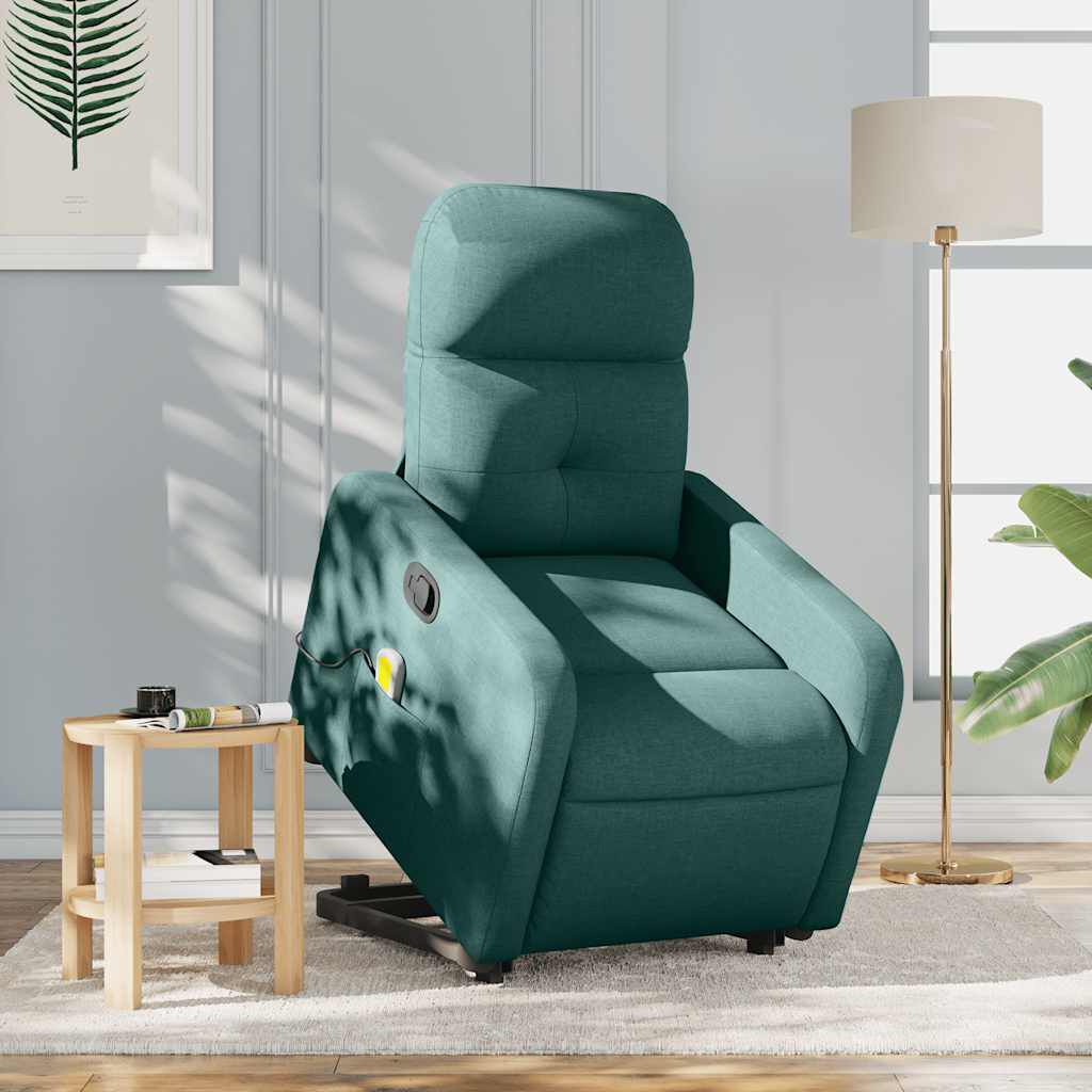 vidaXL Stand up Massage Recliner Chair Dark Green Fabric