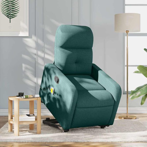 vidaXL Stand up Massage Recliner Chair Dark Green Fabric