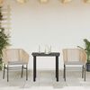 vidaXL 3 Piece Garden Dining Set with Cushions Brown Poly Rattan Glass
