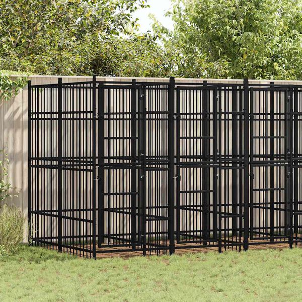 vidaXL Outdoor Dog Kennel Steel 9.22 m&sup2;