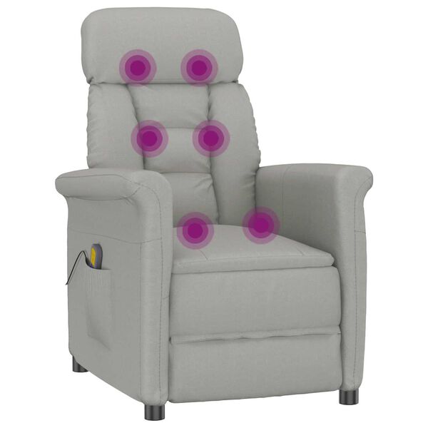 vidaXL Massage Chair Light Grey Microfibre Fabric
