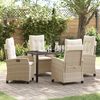 vidaXL Garden Dining Set with Cushion 5 pcs Beige Poly Rattan
