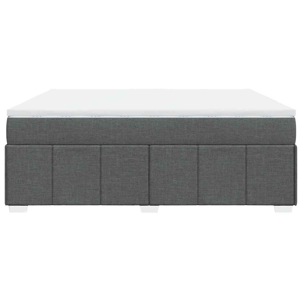 vidaXL Box Spring Bed with Mattress Dark Grey California King Fabric