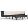 vidaXL 6 Piece Garden Lounge Set with Cushions Poly Rattan Black