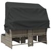 vidaXL Garden Sofa 2-Seater with Canopy and Stools Grey Poly Rattan