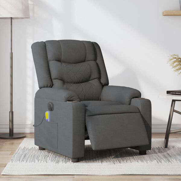 vidaXL Electric Massage Recliner Chair Dark Grey Fabric