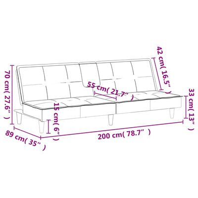 vidaXL Sofa Bed with Cup Holders Dark Grey Velvet