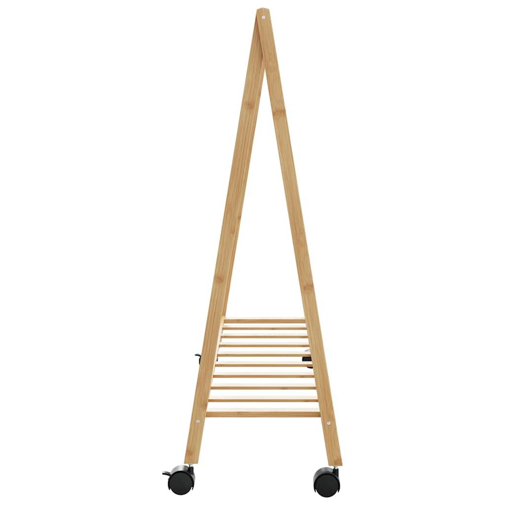 vidaXL Clothes Rack with Shelves and Wheels 106x34x106.5 cm Bamboo