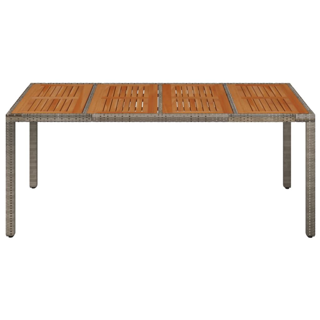 vidaXL Garden Table with Wooden Top Grey 190x90x75 cm Poly Rattan