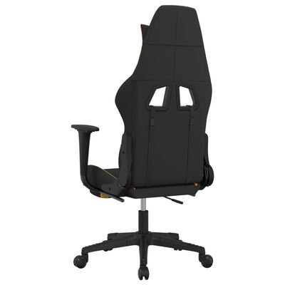 vidaXL Massage Gaming Chair with Footrest Black and Yellow Fabric