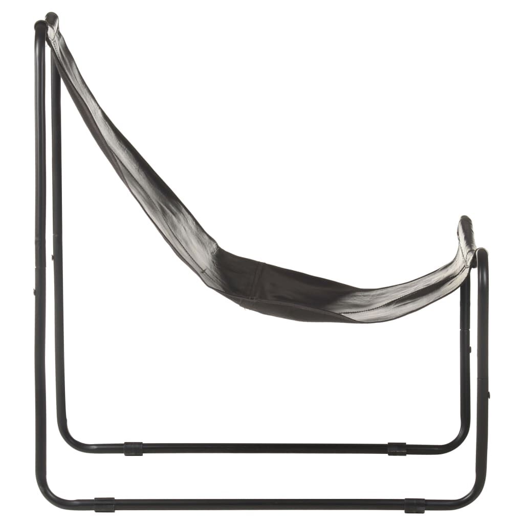 vidaXL Relaxing Chair Black Real Leather