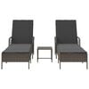 vidaXL Sun lounger Reclining 2 pcs Grey 35 x 35 x 32cm Poly Rattan
